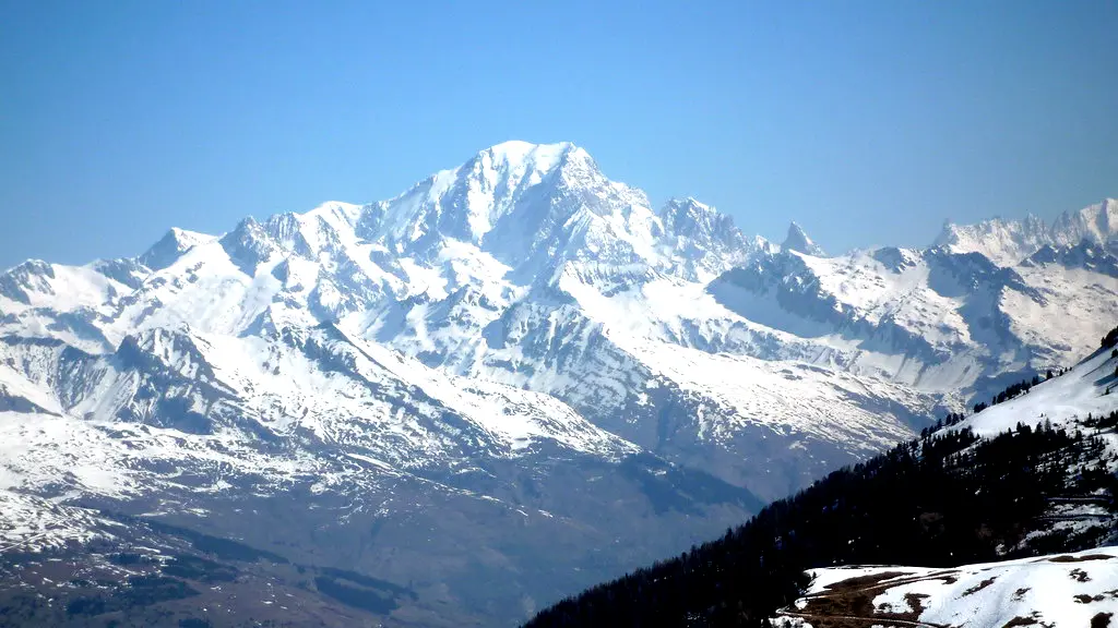 Paysage de La Plagne avec vue imprenable sur le Mont Blanc et pistes de ski